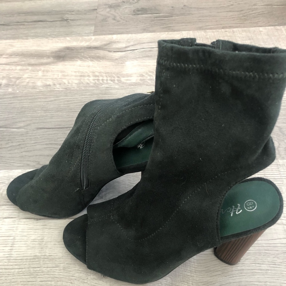 Olive green open toes heels